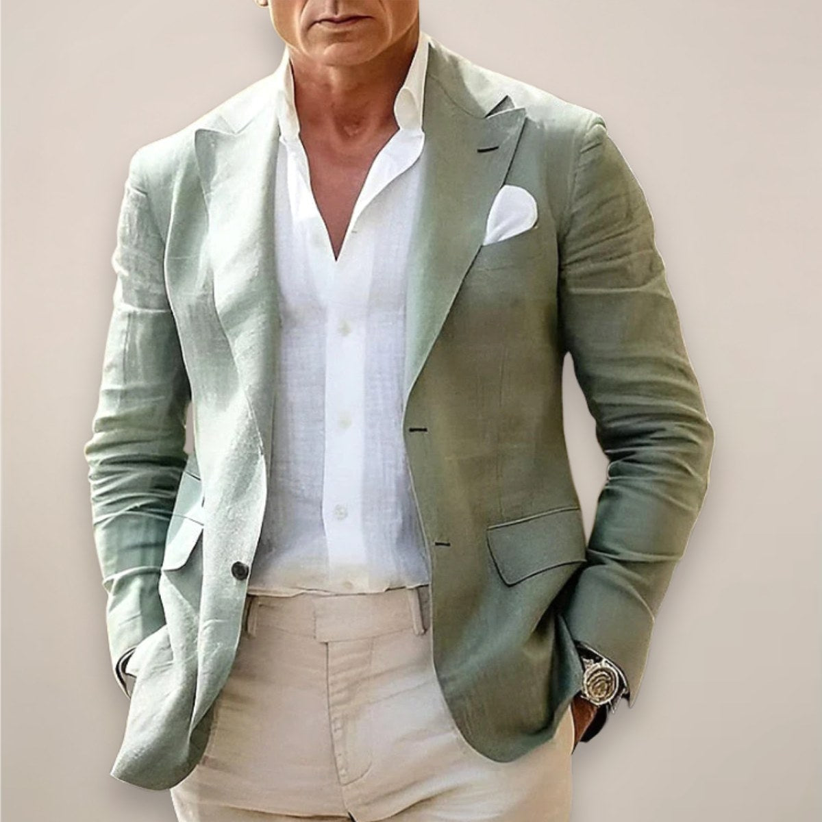 Joseph | Men's Lightweight Blazer, Smart-Casual Jacket | Animated Apparel | Sage Green