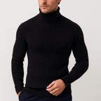 Daniel | Men's Ribbed Roll-Neck Jumper, Thermal Knit Autumn Jumper | Animated Apparel