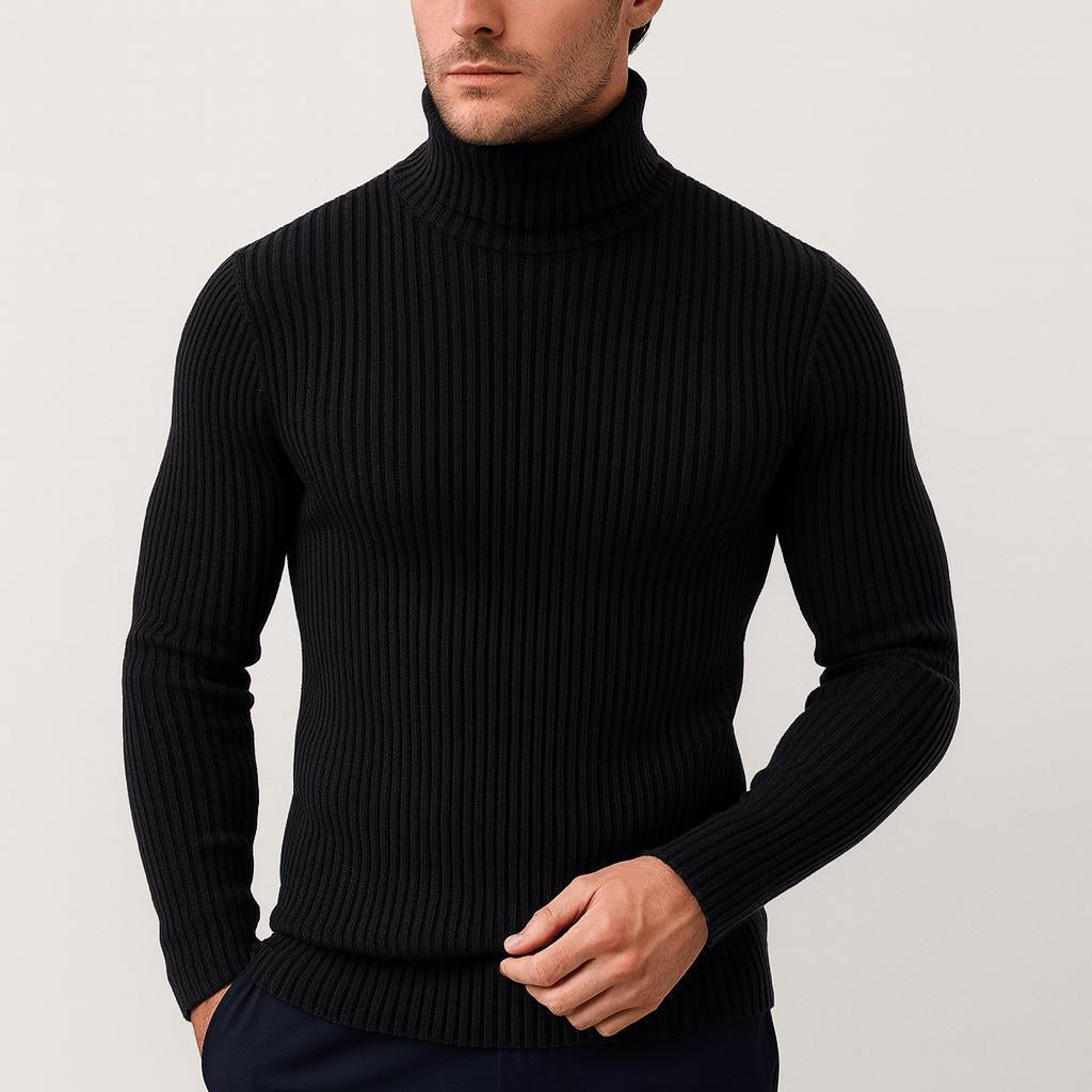 Daniel | Men's Ribbed Roll-Neck Jumper, Thermal Knit Autumn Jumper | Animated Apparel