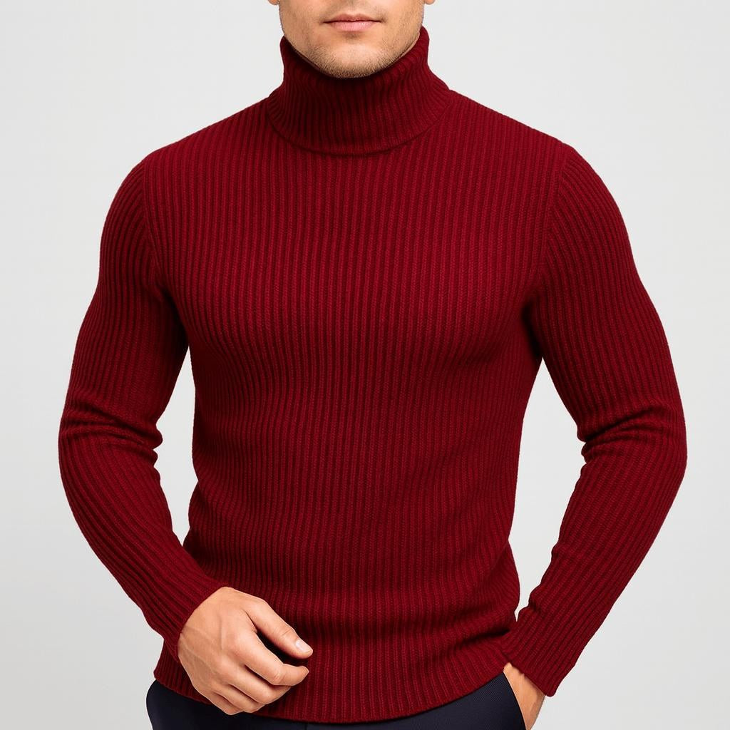 Daniel | Men's Ribbed Roll-Neck Jumper, Thermal Knit Autumn Jumper | Animated Apparel