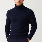 Daniel | Men's Ribbed Roll-Neck Jumper, Thermal Knit Autumn Jumper | Animated Apparel