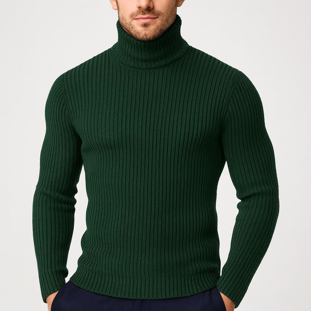 Daniel | Men's Ribbed Roll-Neck Jumper, Thermal Knit Autumn Jumper | Animated Apparel
