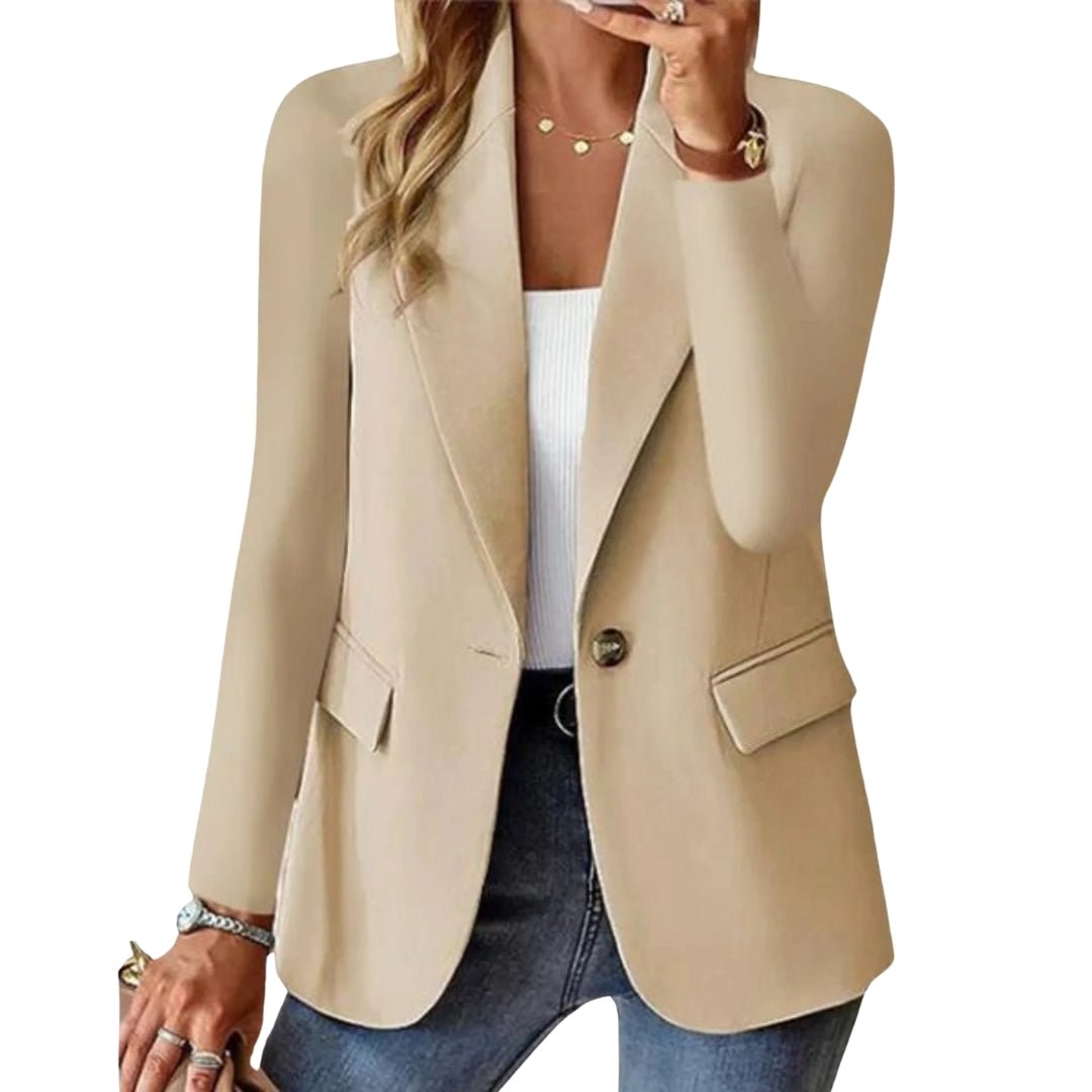 Josephine | Women's Long Sleeve Blazer, Notched Lapel Blazer Suit | Animated Apparel | Beige