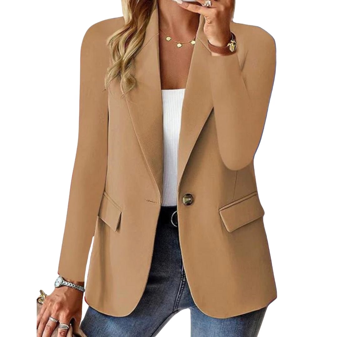 Josephine | Women's Long Sleeve Blazer, Notched Lapel Blazer Suit | Animated Apparel | Brown