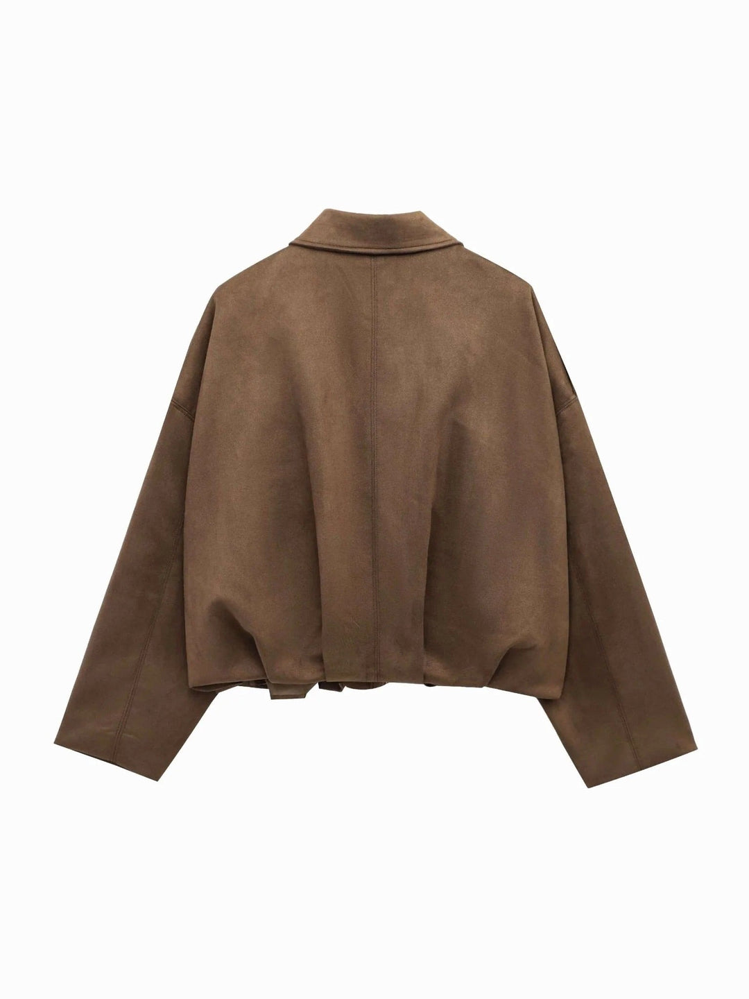 Josette | Women's Faux Suede Collared Bomber Jacket, Structured Collar Jacket | Animated Apparel