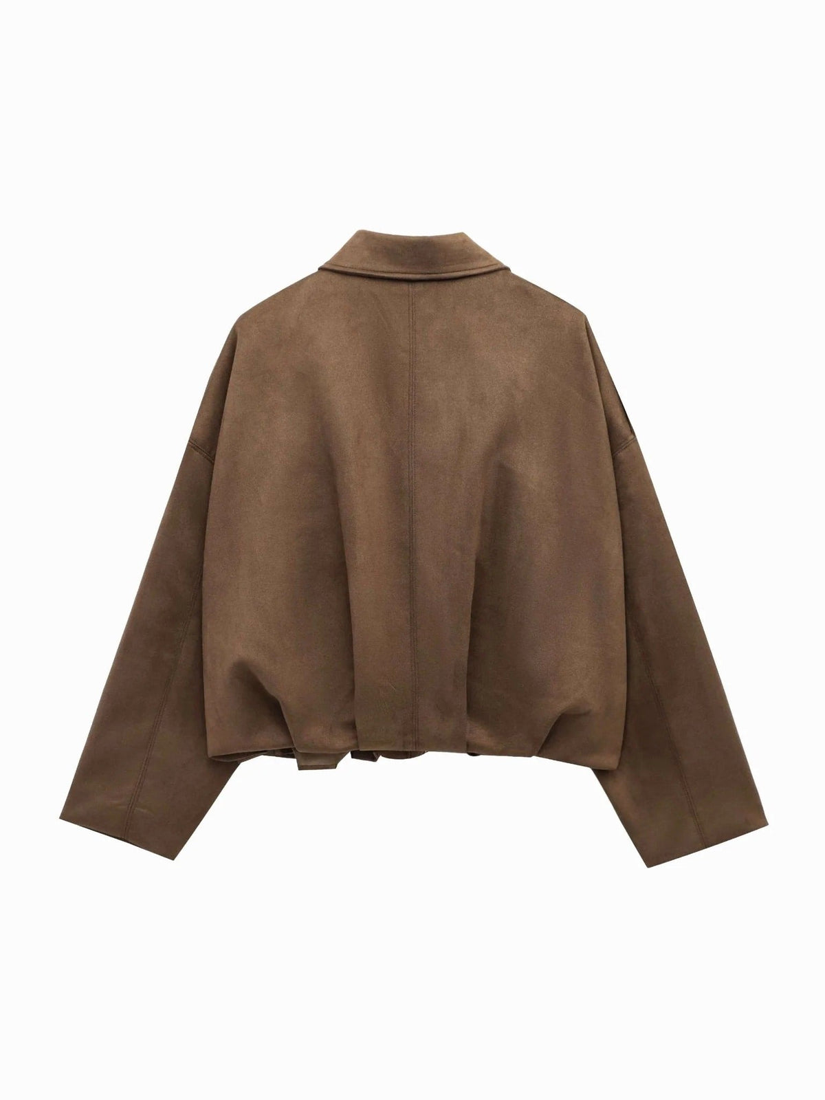 Josette | Women's Faux Suede Collared Bomber Jacket, Structured Collar Jacket | Animated Apparel