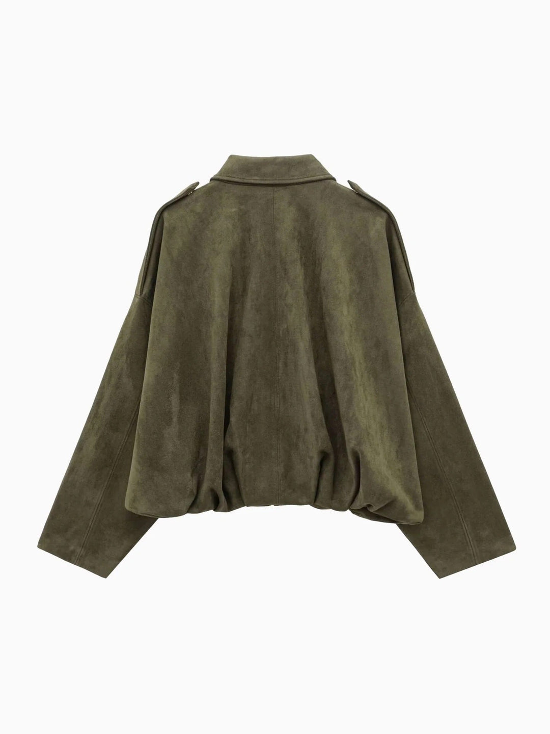 Josette | Women's Faux Suede Collared Bomber Jacket, Structured Collar Jacket | Animated Apparel | Brown