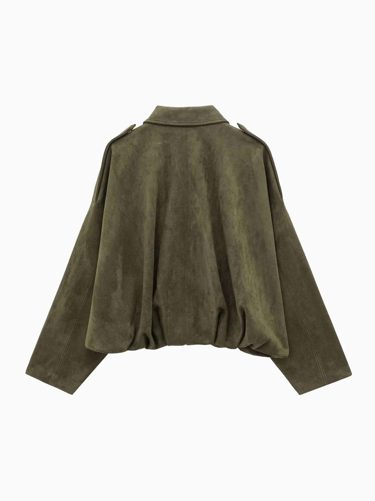 Josette | Women's Faux Suede Collared Bomber Jacket, Structured Collar Jacket | Animated Apparel | Brown
