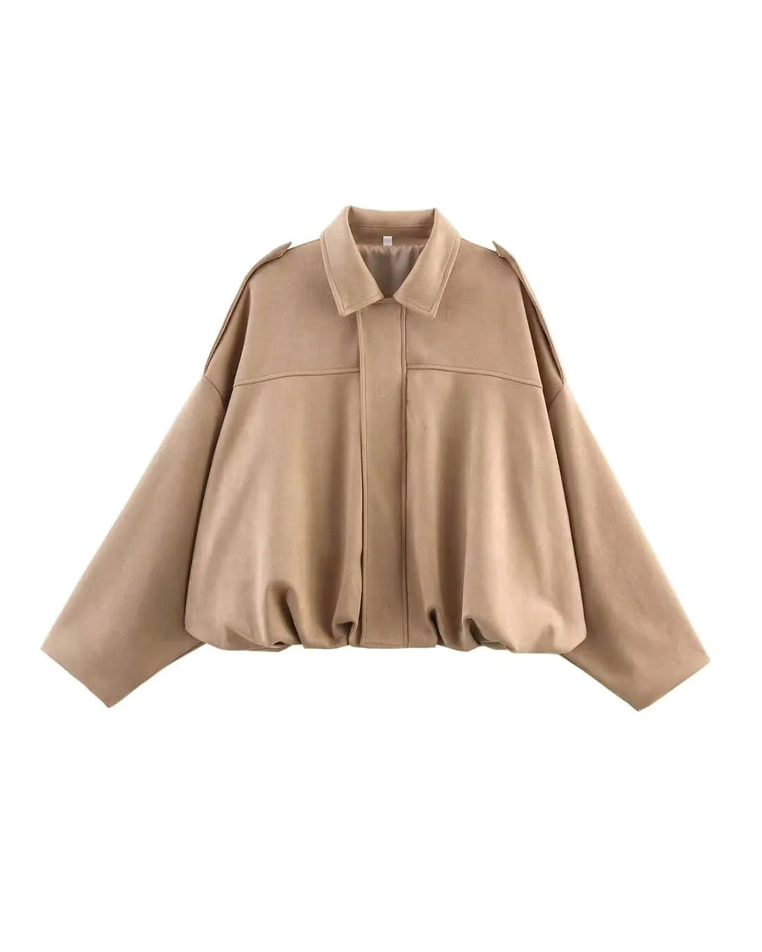 Josette | Women's Faux Suede Collared Bomber Jacket, Structured Collar Jacket | Animated Apparel
