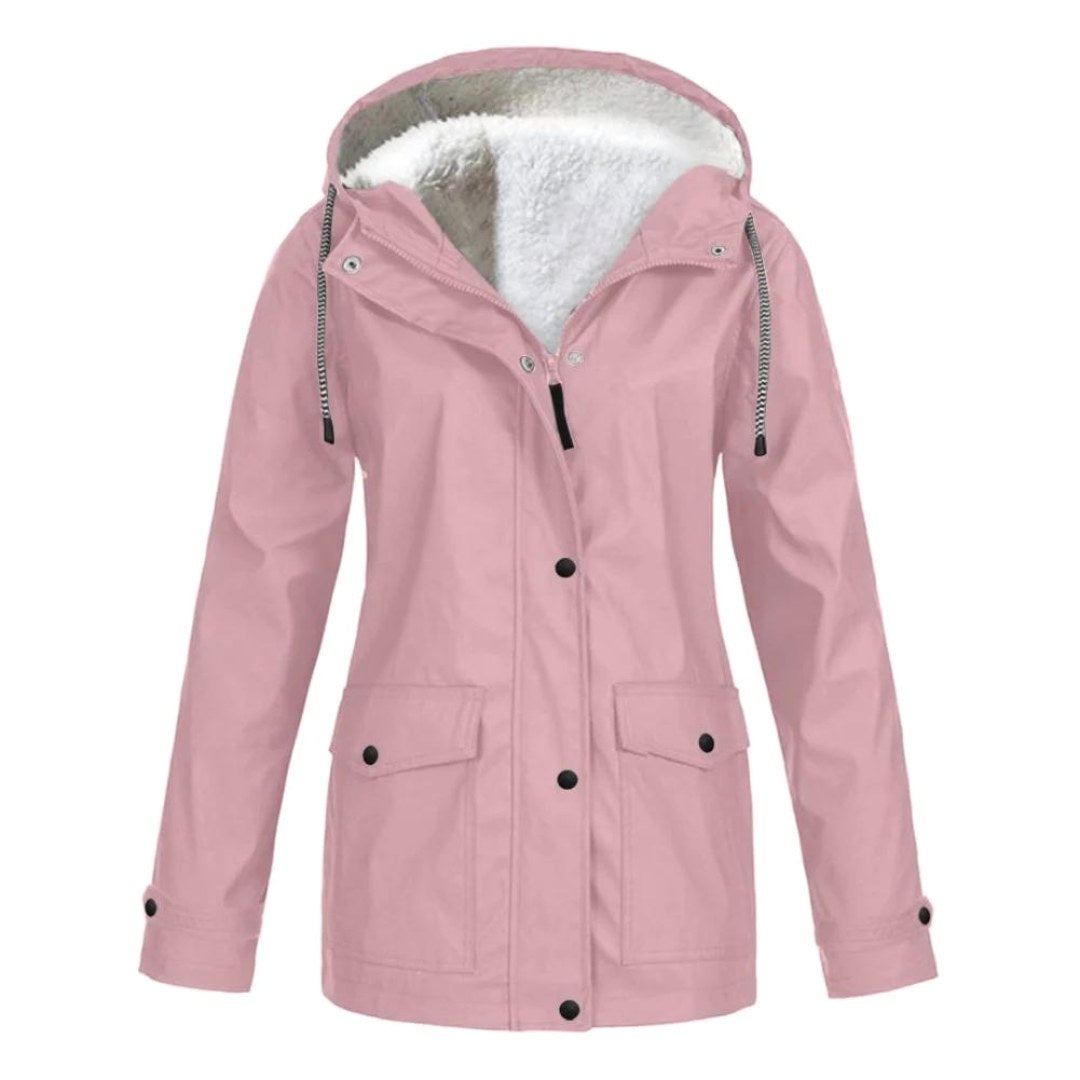 Judith | Women's Windproof Hooded Rain Jacket, Lightweight Autumn Coat | Animated Apparel | Pink