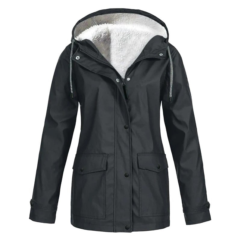 Judith | Women's Windproof Hooded Rain Jacket, Lightweight Autumn Coat | Animated Apparel | White