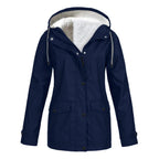 Judith | Women's Windproof Hooded Rain Jacket, Lightweight Autumn Coat | Animated Apparel | Red