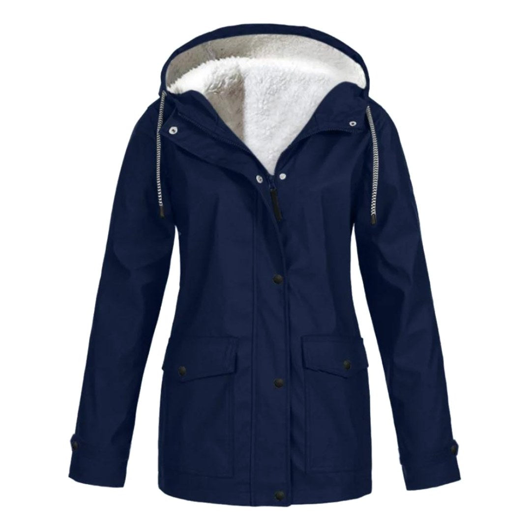 Judith | Women's Windproof Hooded Rain Jacket, Lightweight Autumn Coat | Animated Apparel | Red