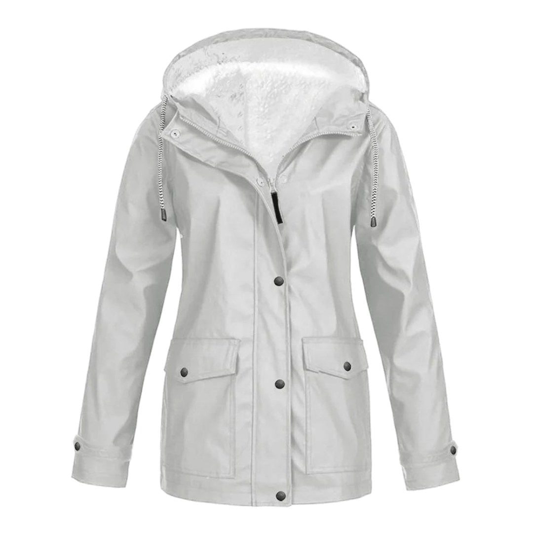 Judith | Women's Windproof Hooded Rain Jacket, Lightweight Autumn Coat | Animated Apparel | Yellow