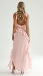 Julia | Women's Ruffled Maxi Dress, Front Slit Evening Dress | Animated Apparel