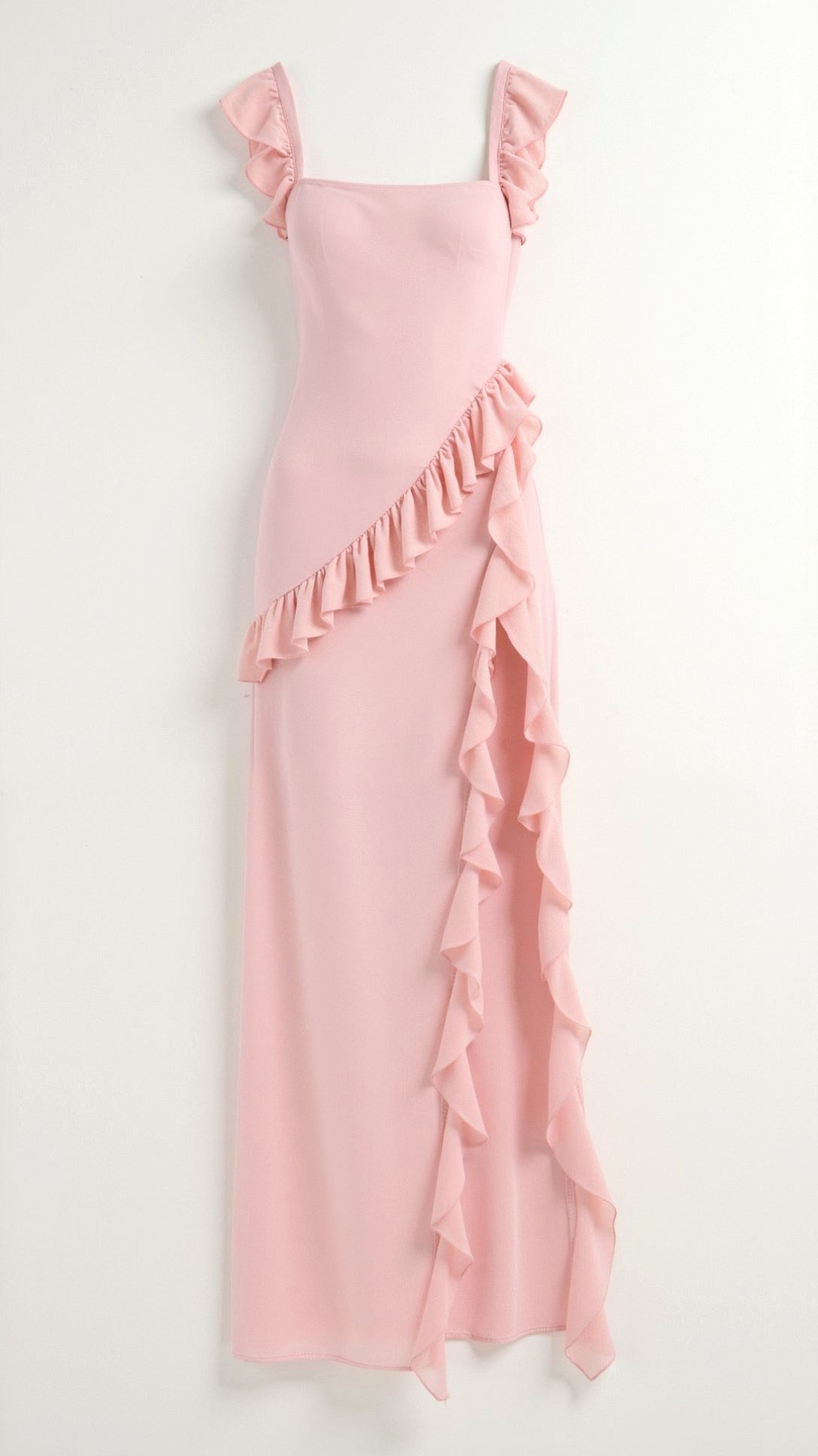 Julia | Women's Ruffled Maxi Dress, Front Slit Evening Dress | Animated Apparel