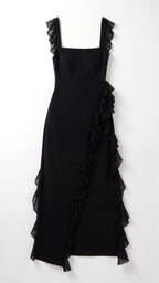 Julia | Women's Ruffled Maxi Dress, Front Slit Evening Dress | Animated Apparel