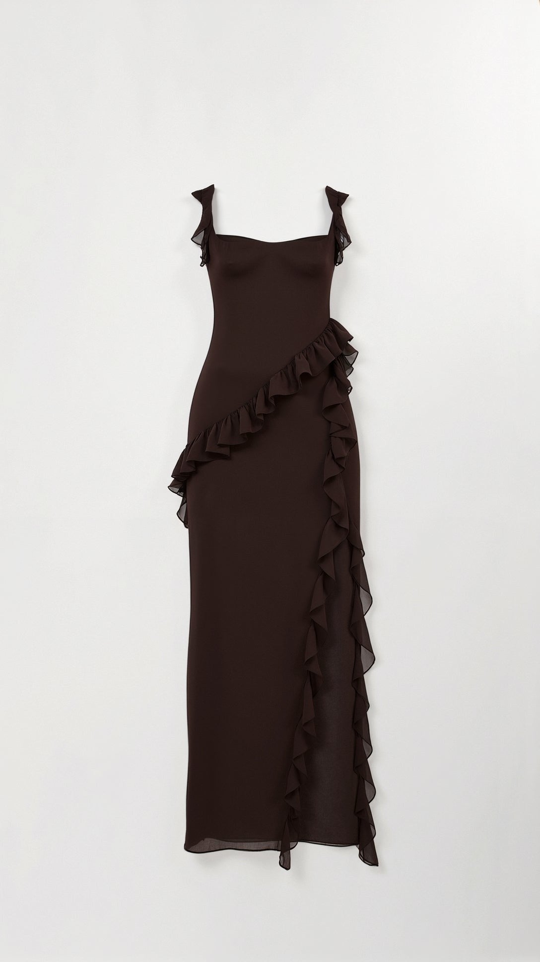 Julia | Women's Ruffled Maxi Dress, Front Slit Evening Dress | Animated Apparel