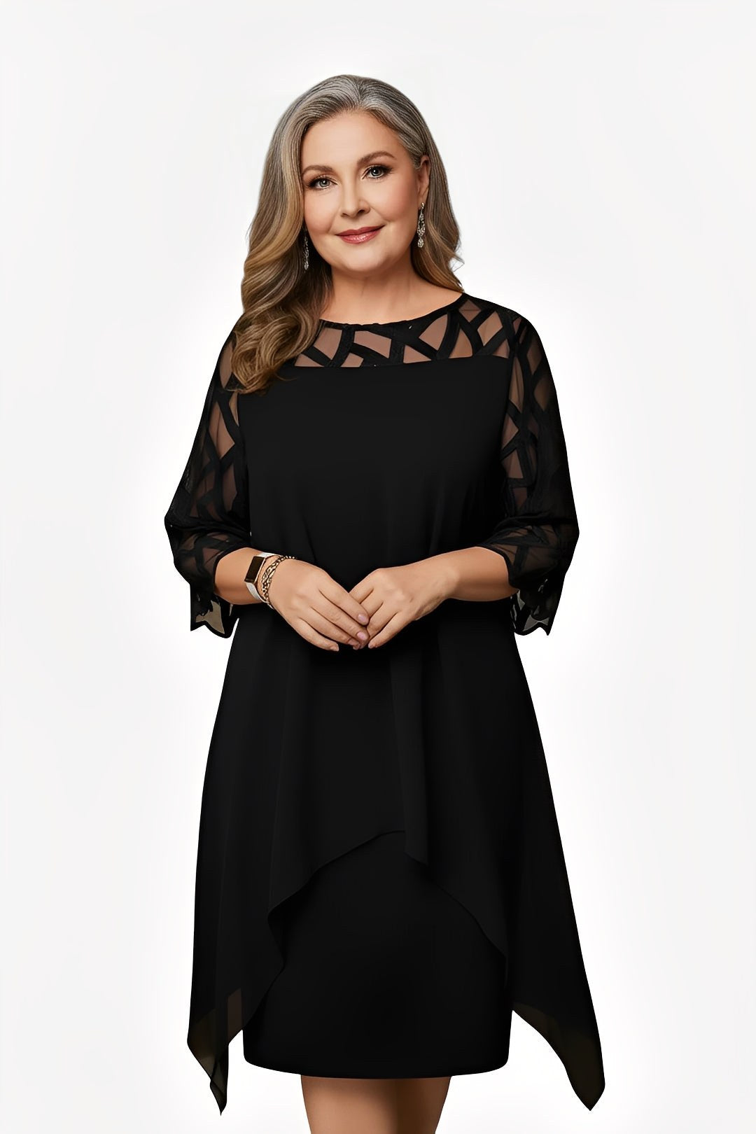 Juliana | Women's Flattering Midi Dress - Black