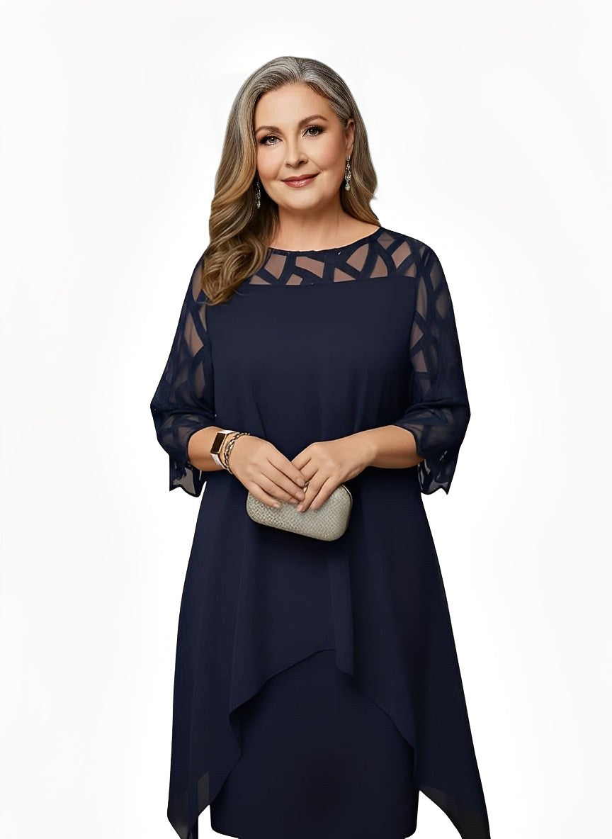 Juliana | Women's Flattering Midi Dress - Deep Blue