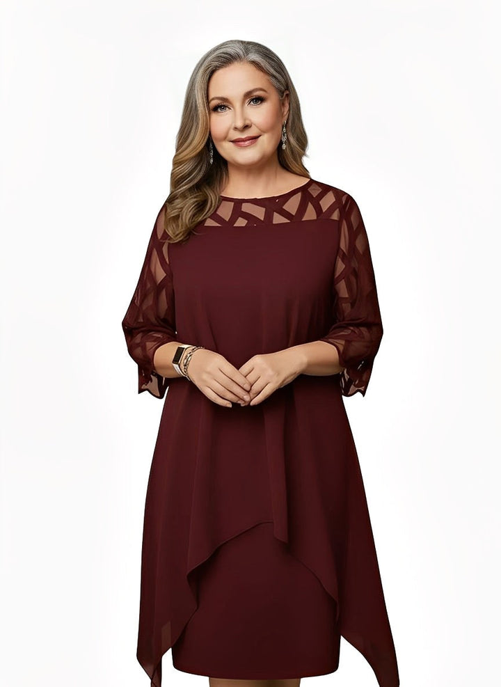 Juliana | Women's Flattering Midi Dress - Red Wine