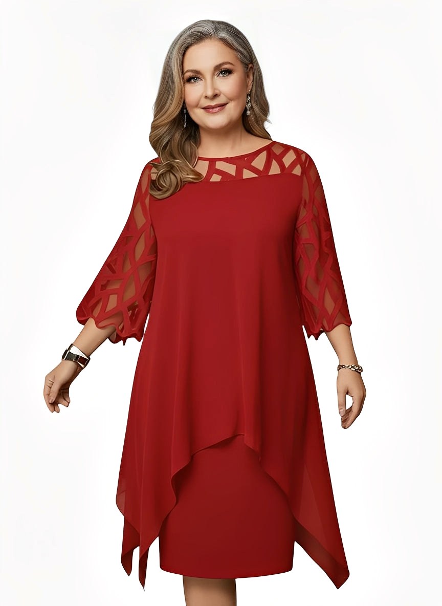Juliana | Women's Flattering Midi Dress - Red
