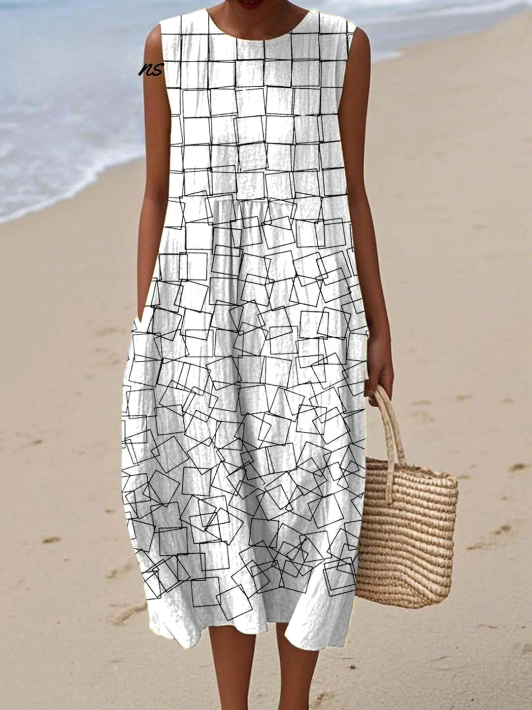 Juliana | Women's Geometric Wrap Midi Dress - image 1