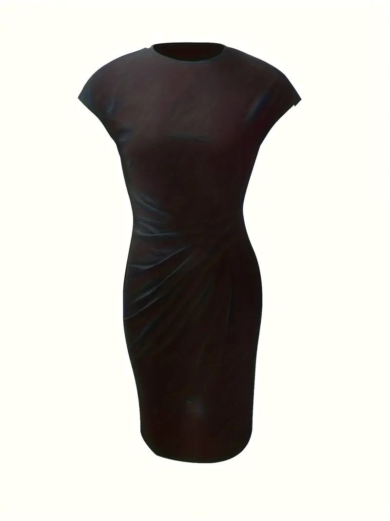 Juliette | Women's Classic Short Sleeve Bodycon Dress - Blue