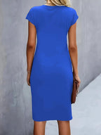Juliette | Women's Classic Short Sleeve Bodycon Dress - Brown
