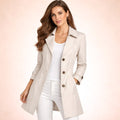 Juliette | Women's Classic Tailored Trench Coat, Lapel Collar Autumn Coat | Animated Apparel | Beige