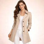 Juliette | Women's Classic Tailored Trench Coat, Lapel Collar Autumn Coat | Animated Apparel | Black