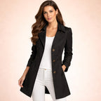 Juliette | Women's Classic Tailored Trench Coat, Lapel Collar Autumn Coat | Animated Apparel | Khaki