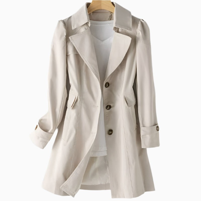 Juliette | Women's Classic Tailored Trench Coat, Lapel Collar Autumn Coat | Animated Apparel