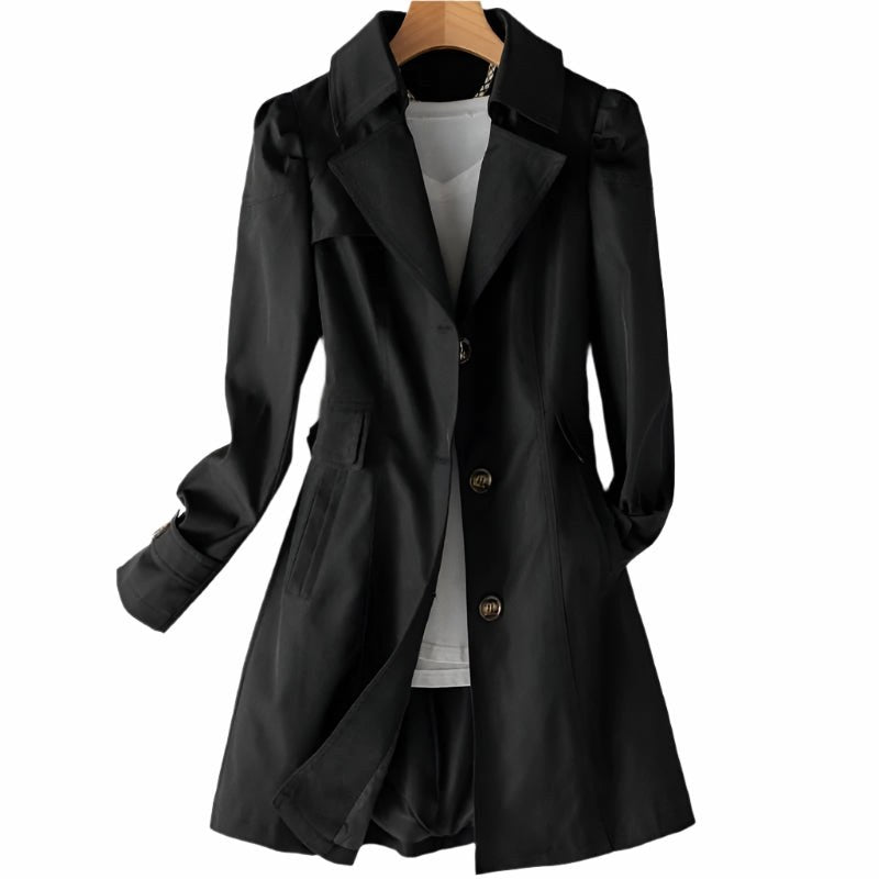 Juliette | Women's Classic Tailored Trench Coat, Lapel Collar Autumn Coat | Animated Apparel