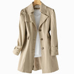 Juliette | Women's Classic Tailored Trench Coat, Lapel Collar Autumn Coat | Animated Apparel