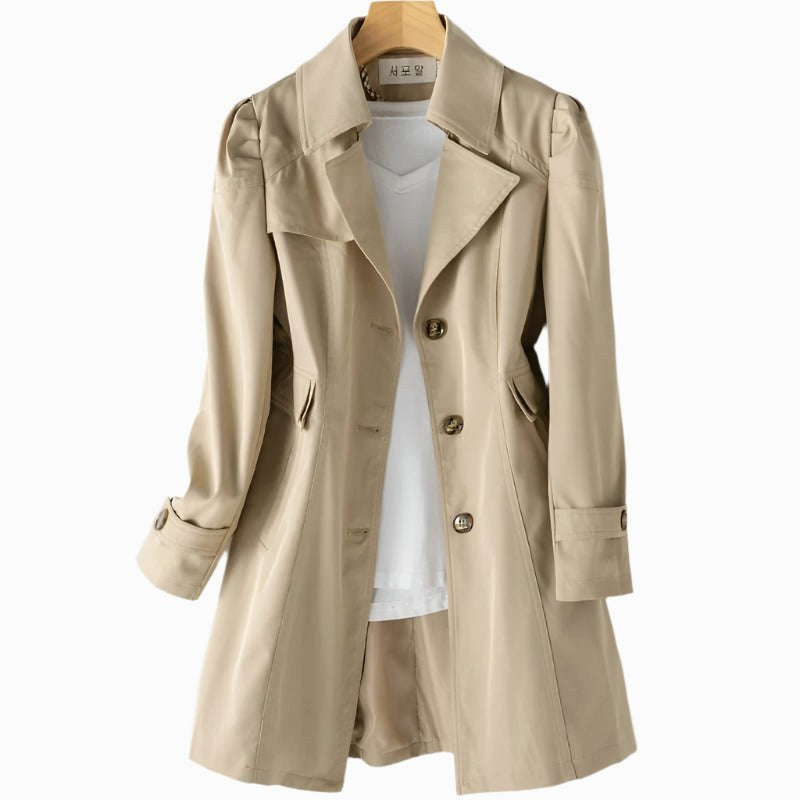 Juliette | Women's Classic Tailored Trench Coat, Lapel Collar Autumn Coat | Animated Apparel