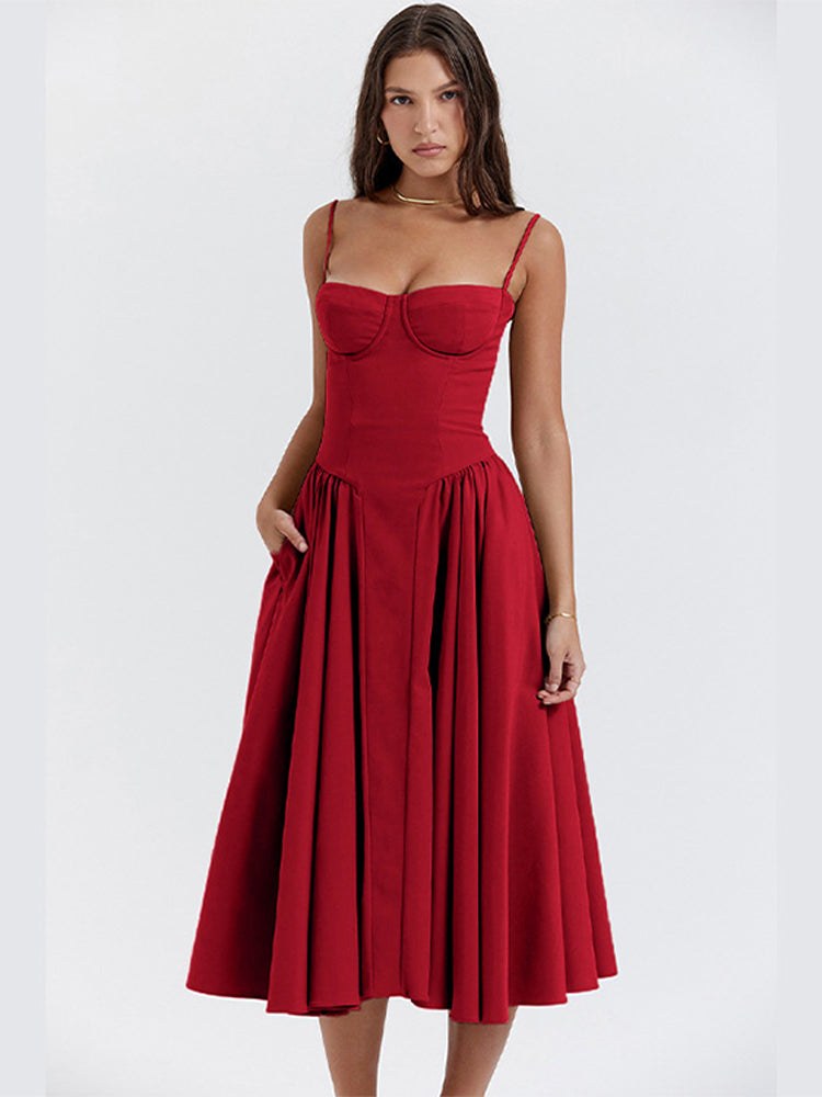 Juliette | Women's Corset Midi Dress with Adjustable Straps - image 8