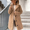 Juliette | Women's Oversized Teddy Long Coat, Soft Texture Autumn Coat | Animated Apparel | Beige