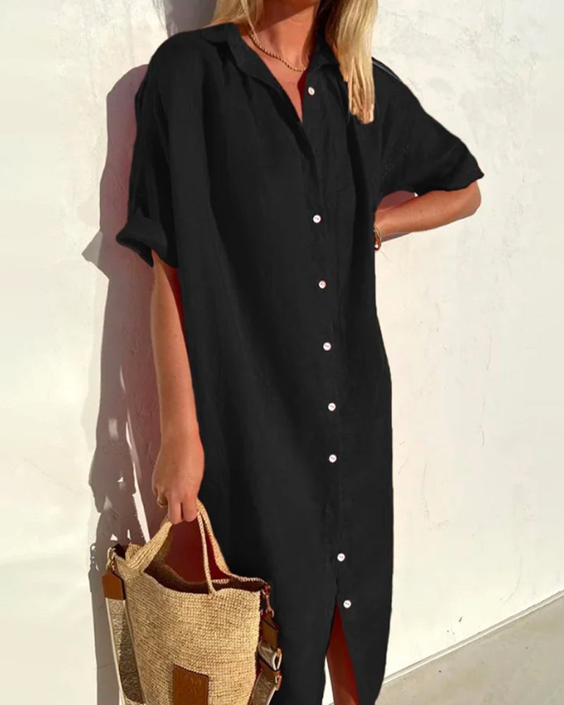 Junia | Women's Midi Shirt Dress - Black