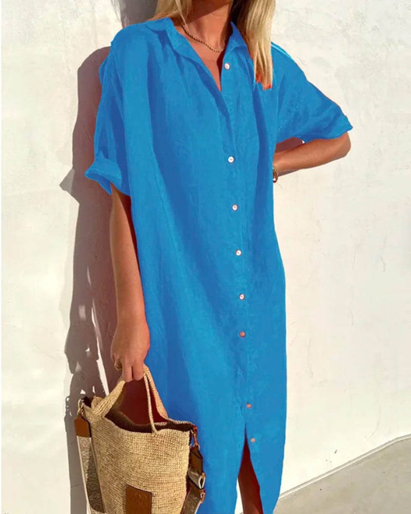 Junia | Women's Midi Shirt Dress - Blue
