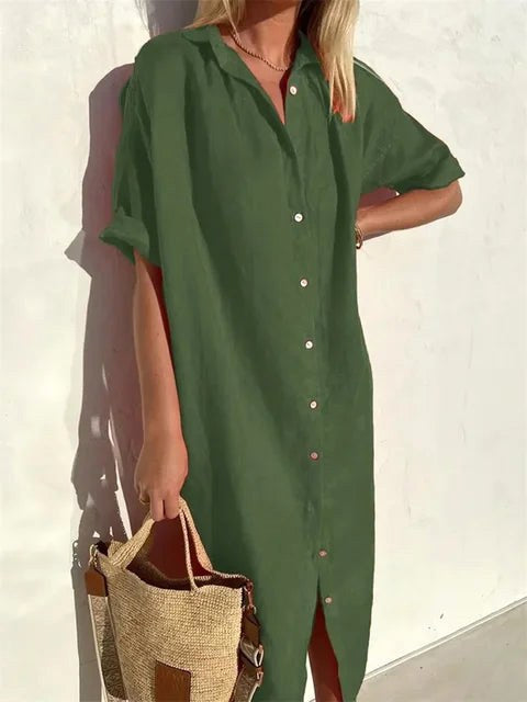 Junia | Women's Midi Shirt Dress - Green