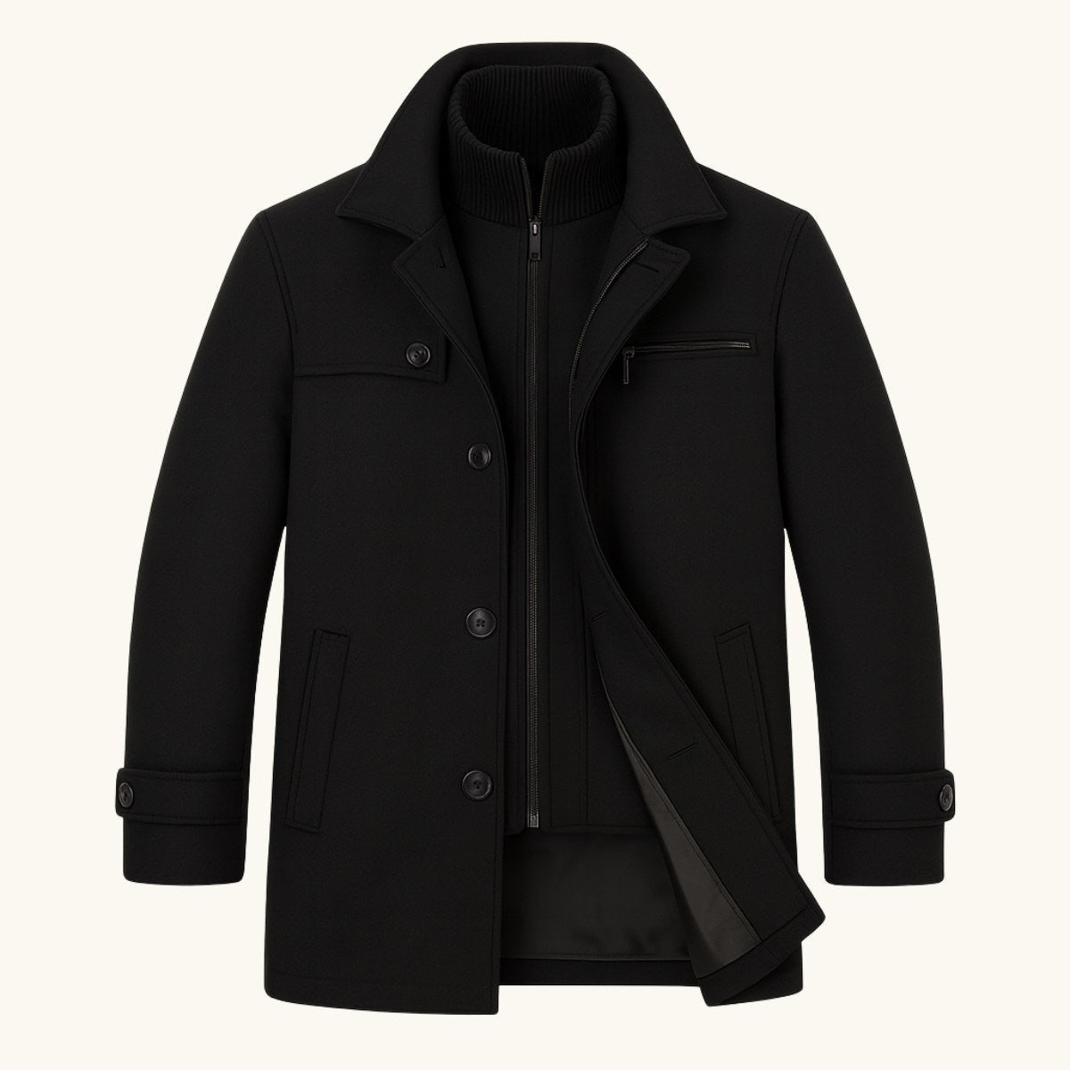 Justin | Men's Insulated Winter Coat with Adjustable Cuff, Warm Autumn Coat | Animated Apparel | Gray