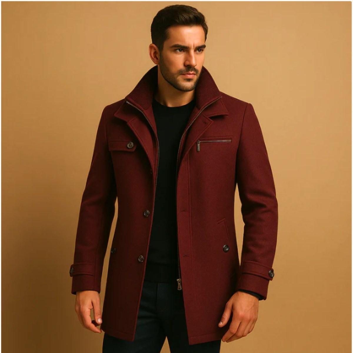 Justin | Men's Insulated Winter Coat with Adjustable Cuff, Warm Autumn Coat | Animated Apparel