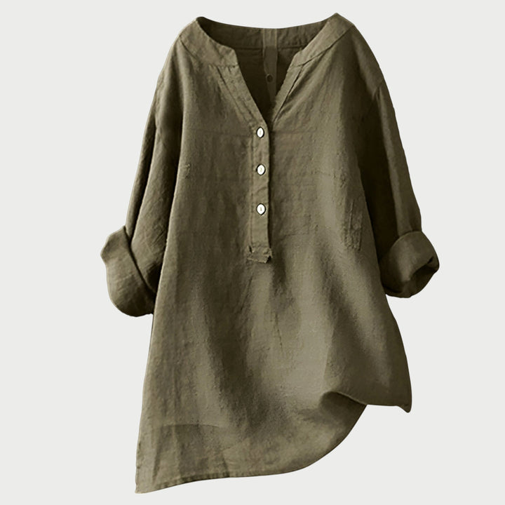 Karla | Women's Relaxed Button Tunic - Dark Grey