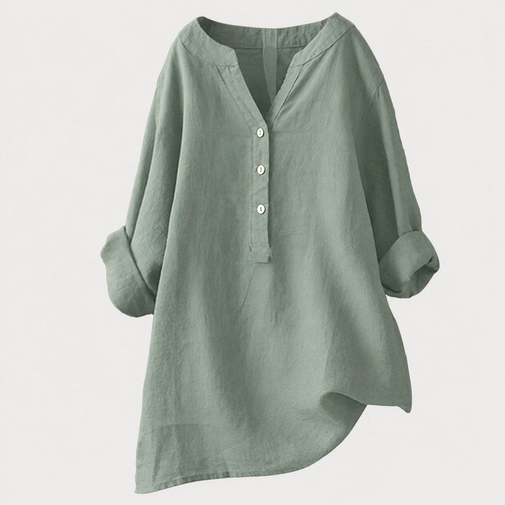Karla | Women's Relaxed Button Tunic - Brown