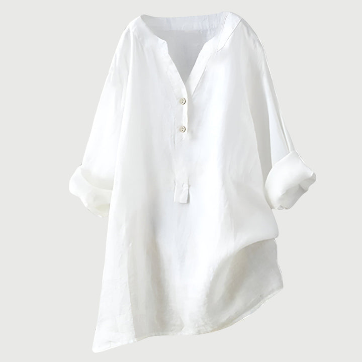Karla | Women's Relaxed Button Tunic - Light Grey