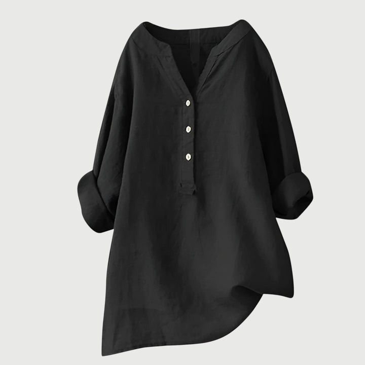 Karla | Women's Relaxed Button Tunic - White