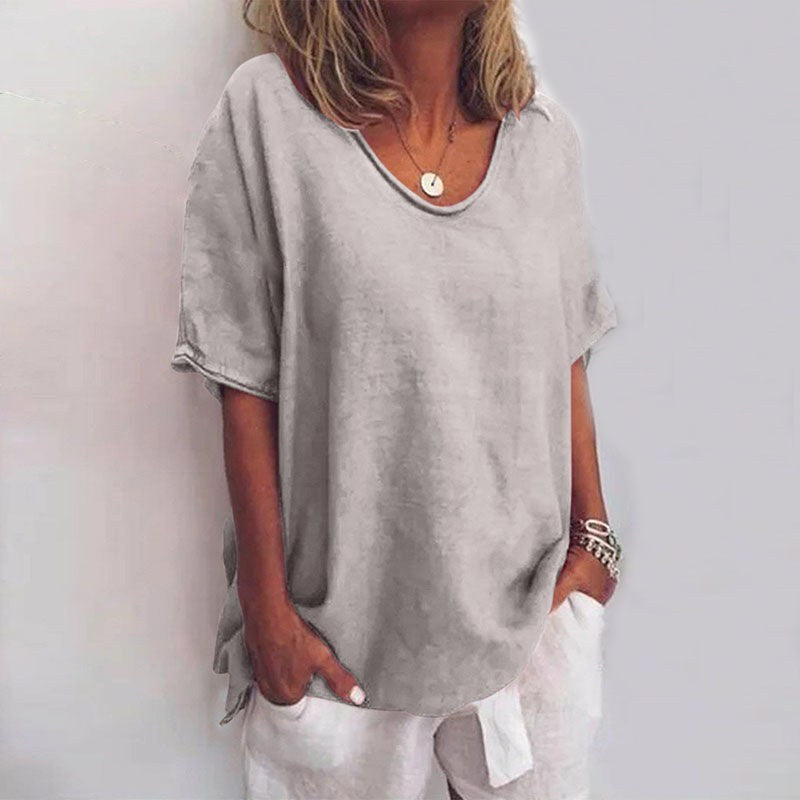 Kathleen | Women's Comfortable Loose Blouse - Gray