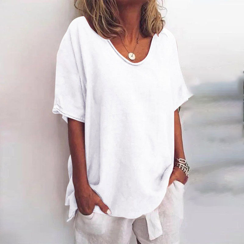 Kathleen | Women's Comfortable Loose Blouse - White