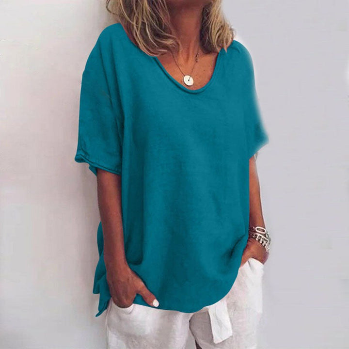 Kathleen | Women's Comfortable Loose Blouse - Sea Blue